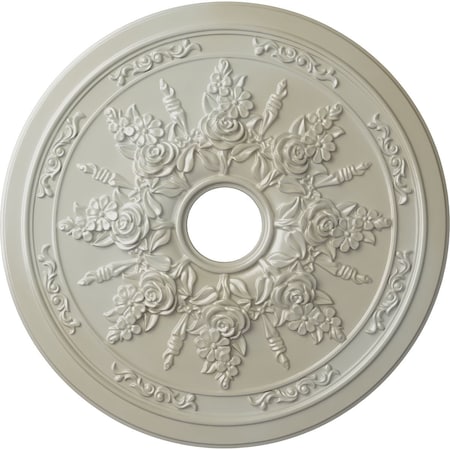 Ekena Millwork Rose and Ribbon Ceiling Medallion (Fits Canopies up to 4"), 23 5/8"OD x 4"ID x 1 1/2"P, Flash Blue CM23ROFBS